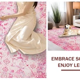 Ultra Soft Area Rug, Non Slip, Stain Resistant, Washable Area Rugs for Living Room, Bedroom, Meditation Rug, Pink Ribbon Retreat(Pink)