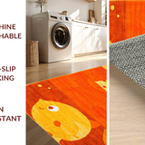 Ultra Soft Area Rug, Non Slip, Stain Resistant, Washable Area Rugs for Living Room, Bedroom, Adorable Bright Animal Design(Orange)