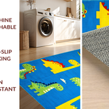 Ultra Soft Area Rug, Non Slip, Stain Resistant, Washable Area Rugs for Living Room, Bedroom, Whimsical Blue Animal Motifs(Blue)