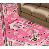 Ultra Soft Area Rug, Non Slip, Stain Resistant, Washable Area Rugs for Living Room, Bedroom, Chic Western Floral Aesthetic(Pink)