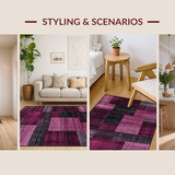 Ultra Soft Area Rug, Non Slip, Stain Resistant, Washable Area Rugs for Living Room, Bedroom, Lively Whimsical Stripe Design(Purple)