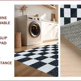 Ultra Soft Area Rug, Non Slip, Stain Resistant, Washable Area Rugs for Living Room, Bedroom, Geometric Faux Wool Entryway Rug with Stain-Resistant Design(Black)