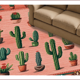 Ultra Soft Area Rug, Non Slip, Stain Resistant, Washable Area Rugs for Living Room, Bedroom, Cowgirl Chic Entryway Pastel Cactus Shaped Mat(Pink)