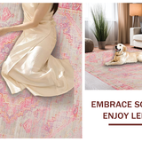 Ultra Soft Area Rug, Non Slip, Stain Resistant, Washable Area Rugs for Living Room, Bedroom, Lush Cozy Ogee Inspired Art(Pink)