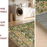 Ultra Soft Area Rug, Non Slip, Stain Resistant, Washable Area Rugs for Living Room, Bedroom, Lively Trellis Design in Greens(Brown)