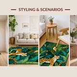 Ultra Soft Area Rug, Non Slip, Stain Resistant, Washable Area Rugs for Living Room, Bedroom, Charming Colorful Animal Print Style(Green)