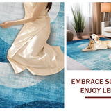 Ultra Soft Area Rug, Non Slip, Stain Resistant, Washable Area Rugs for Living Room, Bedroom, Contemporary Circle Rug with Dynamic Distressed Blue Ombre Pattern(Blue)