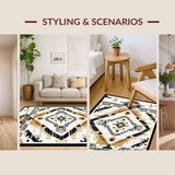 Ultra Soft Area Rug, Non Slip, Stain Resistant, Washable Area Rugs for Living Room, Bedroom, Elegant Ethnic Diamond Design(Beige)