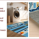 Ultra Soft Area Rug, Non Slip, Stain Resistant, Washable Area Rugs for Living Room, Bedroom, City Map Race Track(Blue)