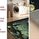 Ultra Soft Area Rug, Non Slip, Stain Resistant, Washable Area Rugs for Living Room, Bedroom, Midnight Coven Rug Pair - Bewitched Floor Art - Enchanted Black Carpet(Black)