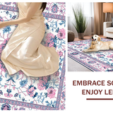 Ultra Soft Area Rug, Non Slip, Stain Resistant, Washable Area Rugs for Living Room, Bedroom, Delicate Blossom and Feather Theme(White)
