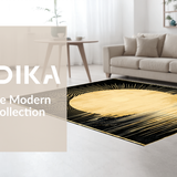 Ultra Soft Area Rug, Non Slip, Stain Resistant, Washable Area Rugs for Living Room, Bedroom, Mid Century Modern Sun Shape Design(Gold)