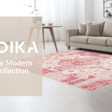 Ultra Soft Area Rug, Non Slip, Stain Resistant, Washable Area Rugs for Living Room, Bedroom, Charming Distressed Floral Motif(Pink)