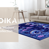 Ultra Soft Area Rug, Non Slip, Stain Resistant, Washable Area Rugs for Living Room, Bedroom, Whimsical Dragon Fantasy Motif(Blue)