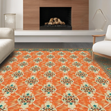Ultra Soft Area Rug, Non Slip, Stain Resistant, Washable Area Rugs for Living Room, Bedroom, Artful Teal and Orange Symmetry(Orange)
