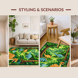 Dinosaur Themed Vibrant Safari Landscape(Green)