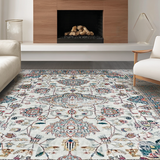 Ultra Soft Area Rug, Non Slip, Stain Resistant, Washable Area Rugs for Living Room, Bedroom, Cozy Warm Medallion Pattern(White)