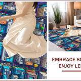 Ultra Soft Area Rug, Non Slip, Stain Resistant, Washable Area Rugs for Living Room, Bedroom, City Life Educational Play Rug for Kids Bedroom(Blue)