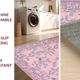 Ultra Soft Area Rug, Non Slip, Stain Resistant, Washable Area Rugs for Living Room, Bedroom, Contemporary Soft Botanical Design(Pink)
