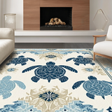 Ultra Soft Area Rug, Non Slip, Stain Resistant, Washable Area Rugs for Living Room, Bedroom, Elegant Neutral Sea Life Motif(White)