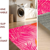 Ultra Soft Area Rug, Non Slip, Stain Resistant, Washable Area Rugs for Living Room, Bedroom, Chic Soft Tropical Motif(Pink)