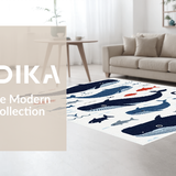 Ultra Soft Area Rug, Non Slip, Stain Resistant, Washable Area Rugs for Living Room, Bedroom, Lively Whale Graphic Composition(White)