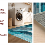 Ultra Soft Area Rug, Non Slip, Stain Resistant, Washable Area Rugs for Living Room, Bedroom, Elegant Abstract Teal Grey Composition(Blue)