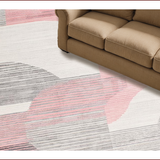 Ultra Soft Area Rug, Non Slip, Stain Resistant, Washable Area Rugs for Living Room, Bedroom, Elegant Muted Pink Geometric Motif(Pink)