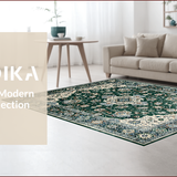 Ultra Soft Area Rug, Non Slip, Stain Resistant, Washable Area Rugs for Living Room, Bedroom, Chic Earthy Tones Abstract Motif(Green)