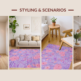 Ultra Soft Area Rug, Non Slip, Stain Resistant, Washable Area Rugs for Living Room, Bedroom, Whimsical Purple Petal Pattern(Purple)