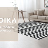 Ultra Soft Area Rug, Non Slip, Stain Resistant, Washable Area Rugs for Living Room, Bedroom, Elegant Linear Contrast with Alternating Dark and Light Stripes(Black)