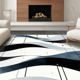 Ultra Soft Area Rug, Non Slip, Stain Resistant, Washable Area Rugs for Living Room, Bedroom, Stylish Black Minimalist Design(Gray)