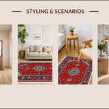 Ultra Soft Area Rug, Non Slip, Stain Resistant, Washable Area Rugs for Living Room, Bedroom, Vintage Red Heriz Living Room Washable Rug(Red)