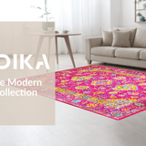 Ultra Soft Area Rug, Non Slip, Stain Resistant, Washable Area Rugs for Living Room, Bedroom, Stylish Contemporary Floral Print(Pink)