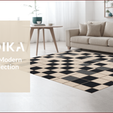 Ultra Soft Area Rug, Non Slip, Stain Resistant, Washable Area Rugs for Living Room, Bedroom, Modern Checkered Non-Slip Patio Rug(Black)