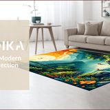 Ultra Soft Area Rug, Non Slip, Stain Resistant, Washable Area Rugs for Living Room, Bedroom, Nature Carved Fishing Scene Cabin Area Carpet(Green)