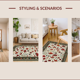Ultra Soft Area Rug, Non Slip, Stain Resistant, Washable Area Rugs for Living Room, Bedroom, Rustic Vibrant Fungi Pattern(Red)