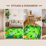 Ultra Soft Area Rug, Non Slip, Stain Resistant, Washable Area Rugs for Living Room, Bedroom, Lively Multicolor Animal Print(Green)