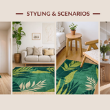 Ultra Soft Area Rug, Non Slip, Stain Resistant, Washable Area Rugs for Living Room, Bedroom, Sleek Geometric Floral Composition(Green)
