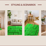 Ultra Soft Area Rug, Non Slip, Stain Resistant, Washable Area Rugs for Living Room, Bedroom, 3D Green City Life Playroom Activity Rug(Green)