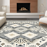 Ultra Soft Area Rug, Non Slip, Stain Resistant, Washable Area Rugs for Living Room, Bedroom, Rustic Ogee Motif Delight(Beige)
