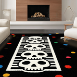 Ultra Soft Area Rug, Non Slip, Stain Resistant, Washable Area Rugs for Living Room, Bedroom, Charming Rustic Skeleton Illustration(Black)