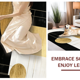 Ultra Soft Area Rug, Non Slip, Stain Resistant, Washable Area Rugs for Living Room, Bedroom, Chic Abstract Gold and Black Shapes(Gold)