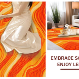 Ultra Soft Area Rug, Non Slip, Stain Resistant, Washable Area Rugs for Living Room, Bedroom, Retro-Inspired Colorful Wave Pattern(Orange)