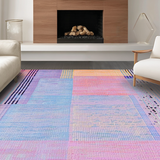 Ultra Soft Area Rug, Non Slip, Stain Resistant, Washable Area Rugs for Living Room, Bedroom, Whimsical Pastel Abstract Design(Purple)
