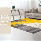 Ultra Soft Area Rug, Non Slip, Stain Resistant, Washable Area Rugs for Living Room, Bedroom, Contemporary Bold Geometric Fusion(Yellow)