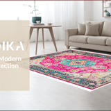 Ultra Soft Area Rug, Non Slip, Stain Resistant, Washable Area Rugs for Living Room, Bedroom, Boho Chic Pink Living Room Non-Shedding Rug(Pink)