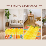Ultra Soft Area Rug, Non Slip, Stain Resistant, Washable Area Rugs for Living Room, Bedroom, Charming Whimsical Rainbow Design(Yellow)
