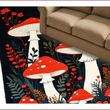 Ultra Soft Area Rug, Non Slip, Stain Resistant, Washable Area Rugs for Living Room, Bedroom, Whimsical Mushroom Motif Delight(Red)