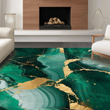 Ultra Soft Area Rug, Non Slip, Stain Resistant, Washable Area Rugs for Living Room, Bedroom, Vibrant Green and Gold Artistic Vibes(Green)